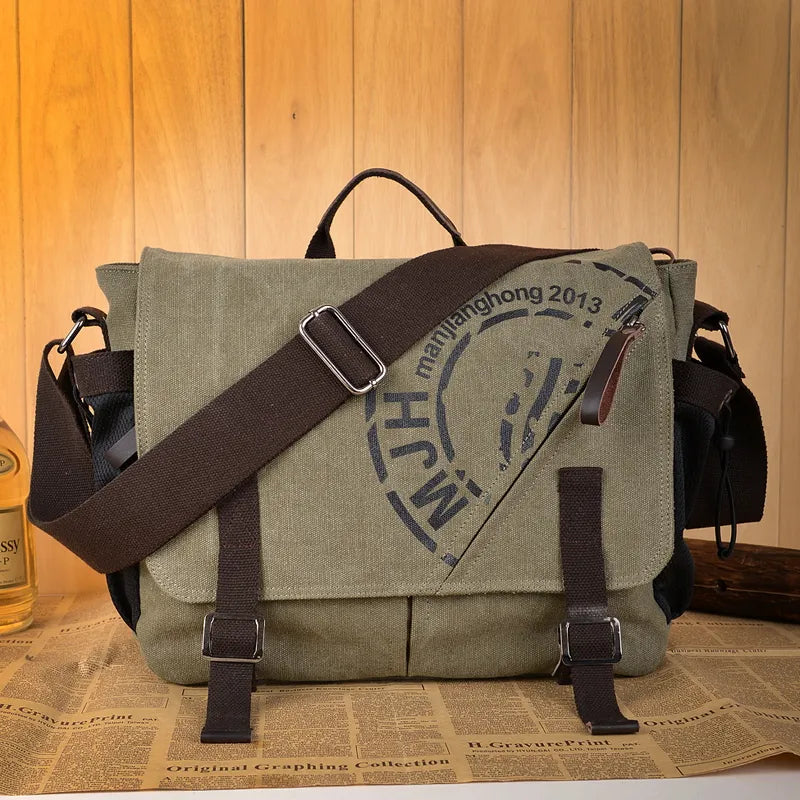 Man Canvas Messenger Bags Duffle Tote Travel Shoulder Bag High Quality Tote Bolsa Crossbody Bags Zipper Travel Leisure Handbag