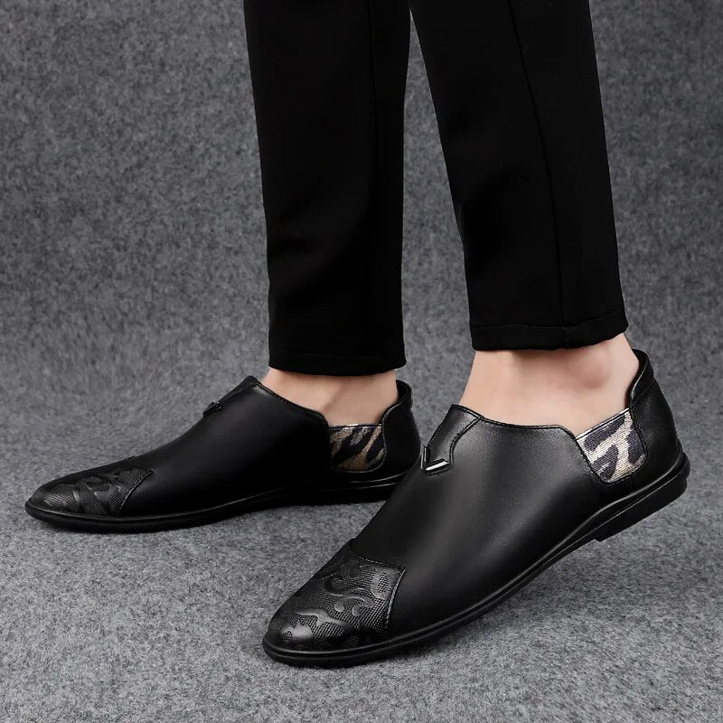 2023 New Fashion Men's Shoes Casual Genuine Leather Loafers Classic Brown White Black Shoe Man Big Size 46 Driving Shoes For Men