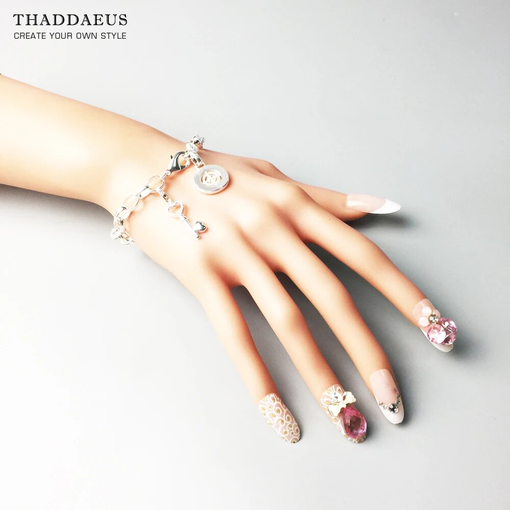 Cross Link Chain Charm Bracelets,925 Sterling Sliver Trendy Gift for Women,Europe Style Jewelry,Fashion Accessorie Club