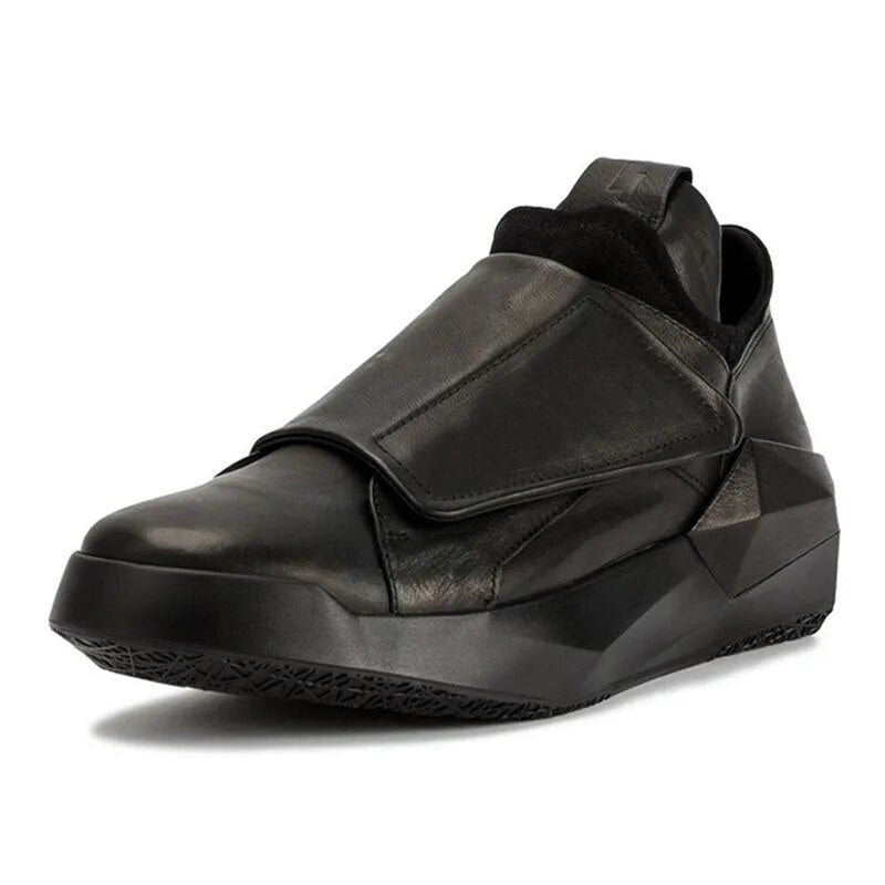 Korean Spring New Men Genuine Leather Casual Sneakers Gothic Thick Platform Punk Shoes Male Hip Hop Dancing Trainer Footwear
