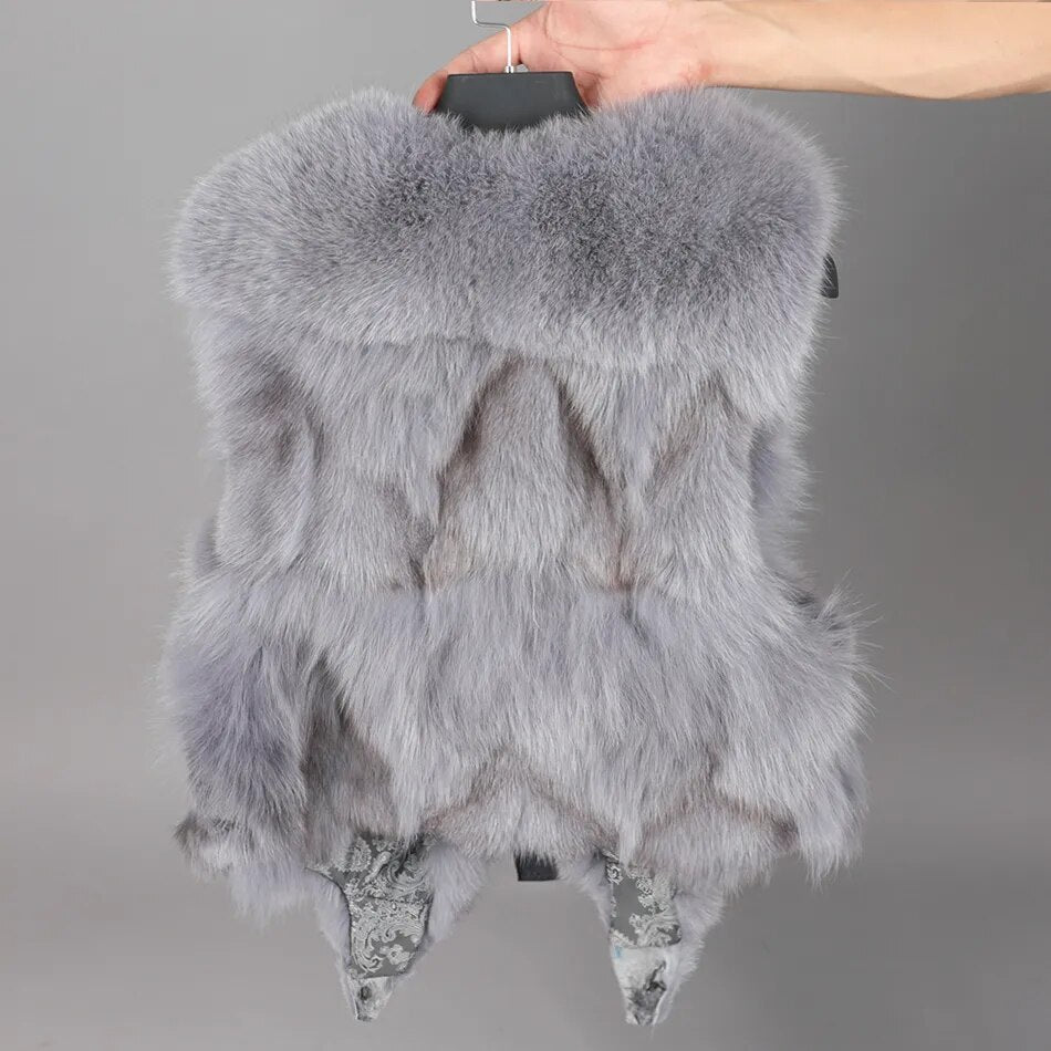 2020 fashion new style Winter women's clothing 100% real natural fox fur vest length 46cm Loose sleeveless fashion keep warm