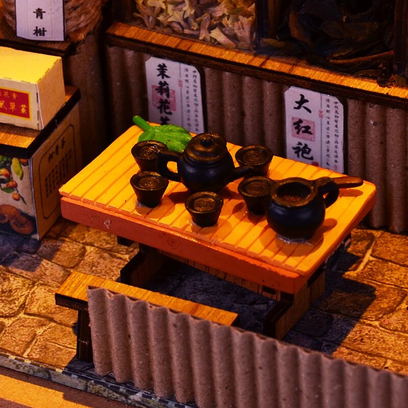 Cutebee DIY House Miniature with Furniture LED Model Building Blocks Toys for Children Casa De Boneca Chinese Folk Architecture