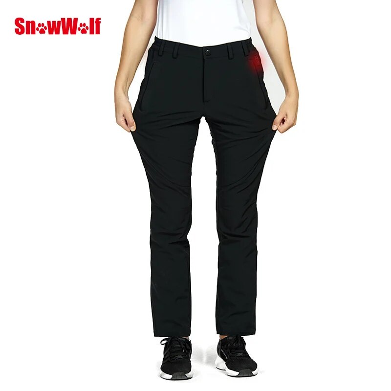SNOWWOLF Women Winter Outdoor Pants Electric Heated Sports Hiking Trousers Waterproof Breathable Thermal Fishing Clothing