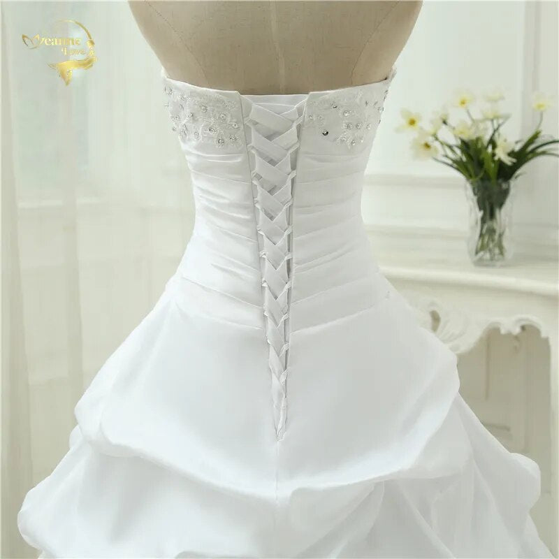 Wedding Gown A line Vestido De Noiva Applique Sequins Sweetheart Casamento White Ivory Plus Size 2023 Wedding Dresses OW 2043 - KAISERINC