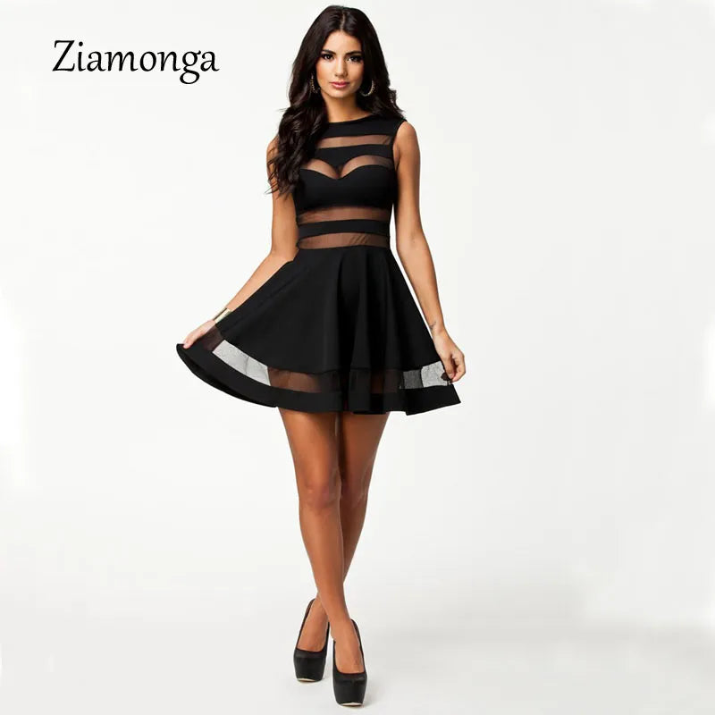 New 2017 Summer Dresses Women Casual Dress Sexy Transparent Mesh Fabric Stitching Big Wing Club Dresses Girl Print Dress Brand - KAISERINC
