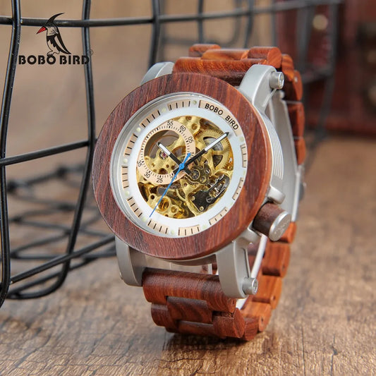 relogio masculino BOBO BIRD Watch Men Automatic Mechanical Watches Wood Vintage Big Size Men's Gift Wristwatch reloj hombre