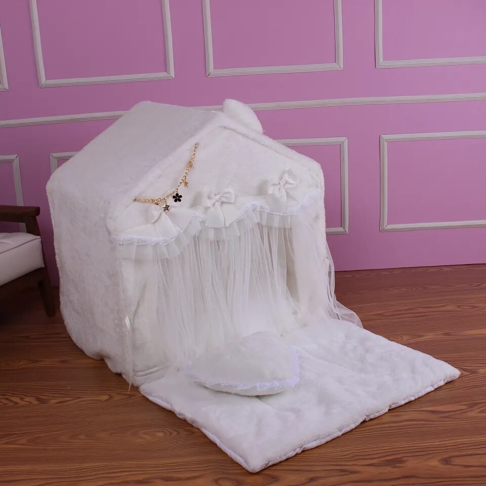 Coral Velvet Tent House For Pets Soft Kennel Pet Nest Kitten House Dog Bed Cat Bed Pet Stand House Beds And Houses House For Dog