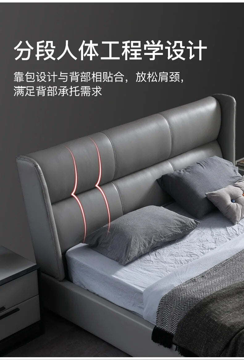 Real Genuine cow leather bed Soft Beds Bedroom camas lit muebles de dormitorio yatak mobilya quarto unique designer furniture