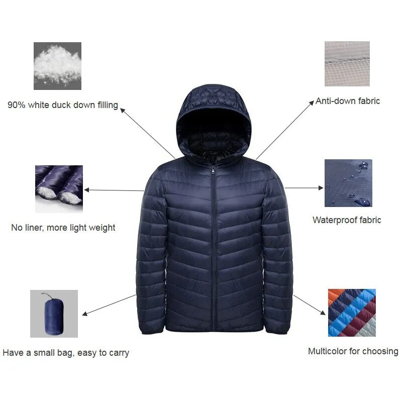 NewBang Down Coat Male Ultra Light Down Jacket Men's Warm Jackets Windbreaker Lightweight Coat Feather Puffer Parka Feather Coat - KAISERINC