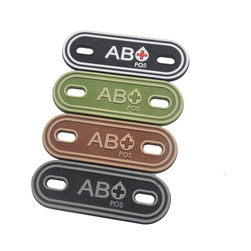 2pcs Blood Type PVC PATCH Positive Negative A + B + AB O POS Rubber Patchers for Boot Backpack Shoelace zipper Survival ill Gear