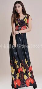 Beach Dress Plus Size 6XL Dresses Women Summer Casual Clothing Bohemian Silk Floral V-neck Maxi Dress Casual Vestido C99 - KAISERINC