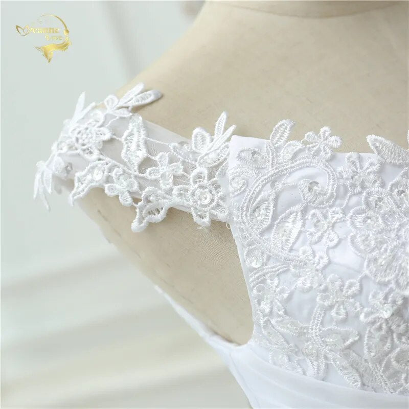 Vestido De Noiva Beach Wedding Dress Casamento A line Cap Sleeves Robe De Mariage Vintage Boho Lace Wedding Dresses 2023 OW 7800 - KAISERINC