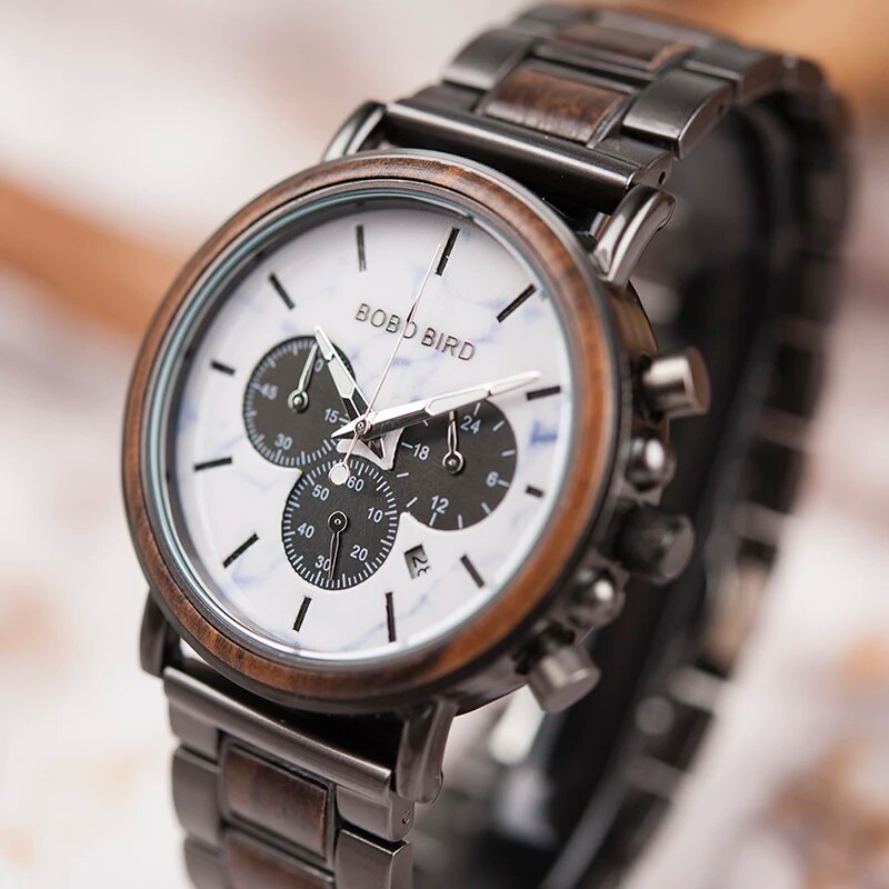 relogio masculino BOBO BIRD Watch Men Luxury Stylish Wood Watches Timepieces Chronograph Military Quartz Men's Gift
