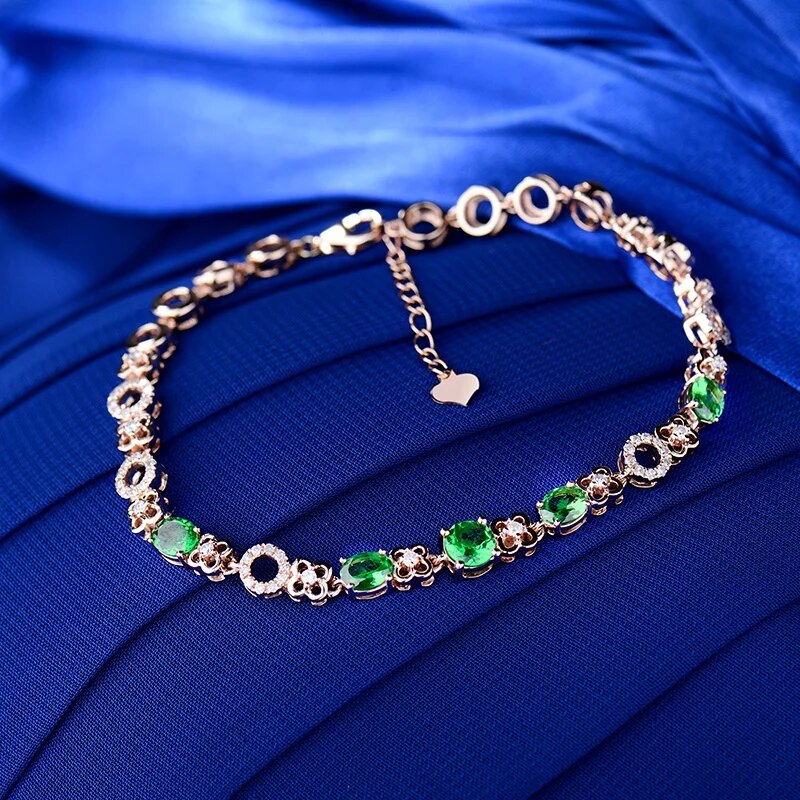 LOVERJEWELRY браслет Lady Bracelets 2.03Ct Natural Tsavorite Diamonds 18Kt Rose Gold Cluster Bracelet For Women Birthday Gifts