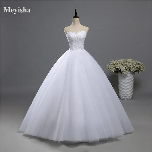 ZJ9022 Corset Lace Up 2023 Beads Strapless Crystal Sweetheart White Wedding Dresses For Brides Plus Size Maxi Formal - KAISERINC