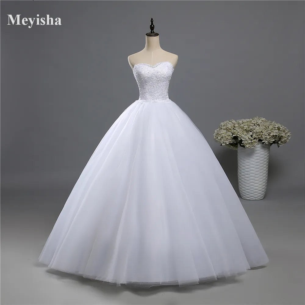 ZJ9022 Corset Lace Up 2023 Beads Strapless Crystal Sweetheart White Wedding Dresses For Brides Plus Size Maxi Formal - KAISERINC