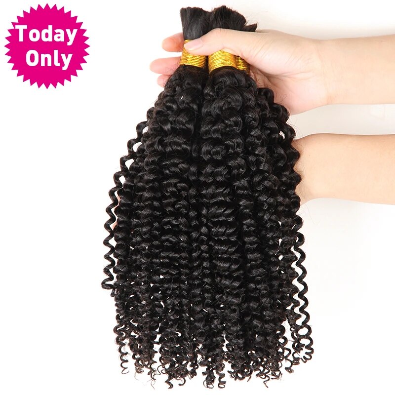 TODAY ONLY Malaysian Kinky Curly Hair Bundles Human Braiding Hair Extensions Crochet Human Braiding Hair Bulk No Weft Remy