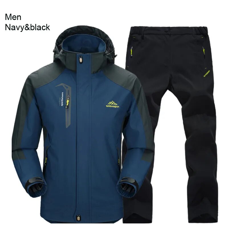 TRVLWEGO Jacket Pants Hiking Camping Spring&Autumn Outdoor Single Waterproof 20000MM Men's Windbreak Trekking Coat Trousers - KAISERINC