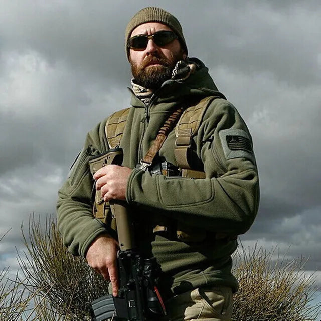 US Military Fleece Tactical Jacket Men Thermal Outdoors Polartec Warm Hooded Coat Militar Softshell Hike Outerwear Army Jackets - KAISERINC