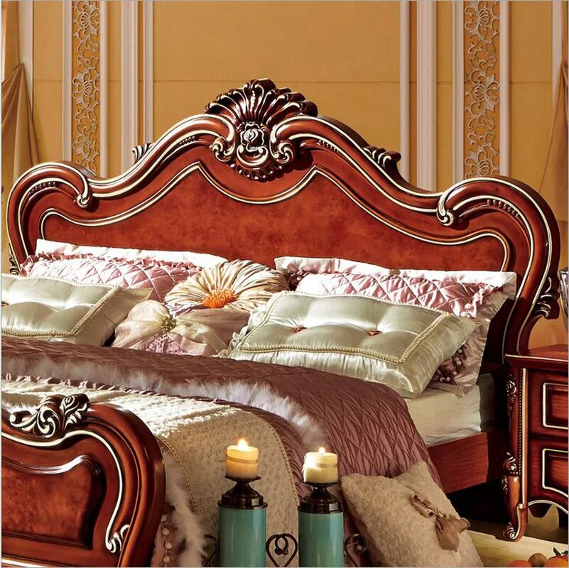 American wood  bed 2 people European classical American country style furniture double bed 1.8 m p10299