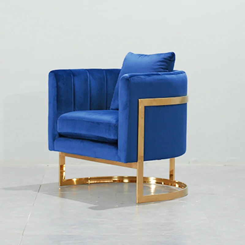 U-BEST Bedroom Furniture Green Velvet Armchair Modern Gold Finish Accent Chair,Metal Frame Chair