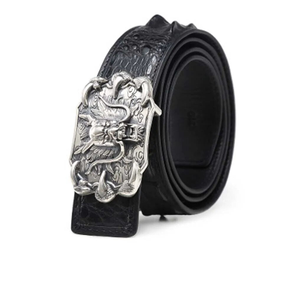 linshe male belt  Genuine crocodile  leather  925  Silver buckle  middle-aged  youth  tide men belt  crocodile Men belts