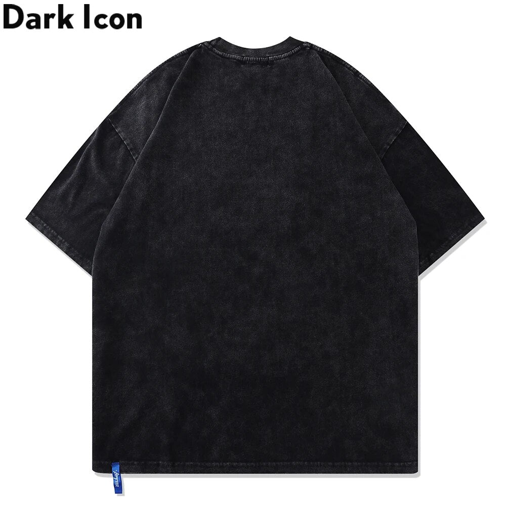Dark Icon Rapper T-shirt Men Summer Round Neck Hipster Tshirts Street Fashion Tee Shirts Man Black White Tee