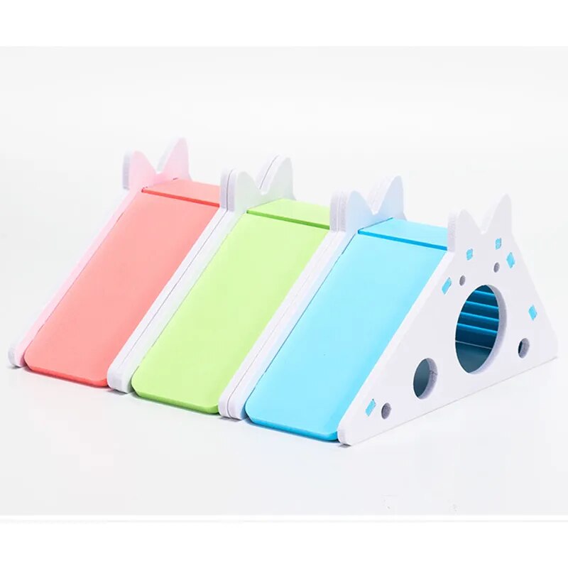 Hamster Hideout Cute Hamster Exercise Toy Wooden Hamster House with Ladder Slide for Guinea Pig Hamster Accessories Hamster Cage