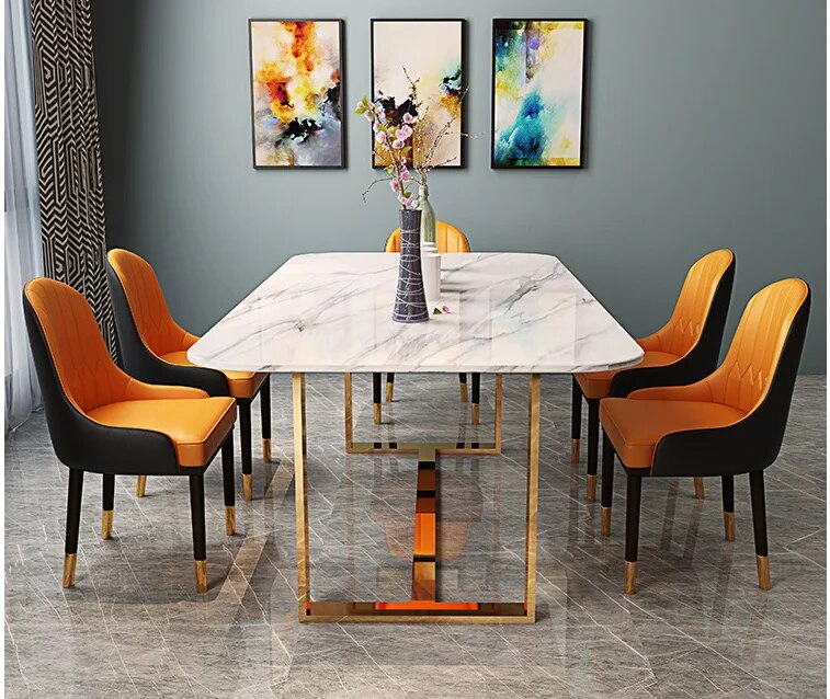 Light luxury dining table Simple post-modern round table multifunctional furniture with rotary table telescopic rotating househo
