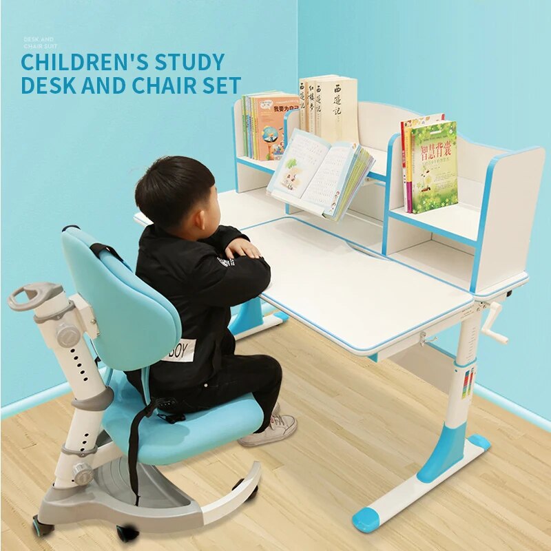 Children Kids Study Desk Writing Table Suit Homework Furniture Rise Fall Chairs Primary School Students Desk And Chair Suit