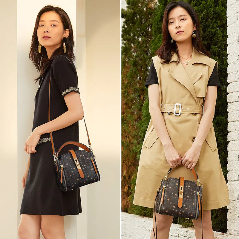 FOXER Signature Small Crossbody Shoulder Bags Lady Monogram Retro Handbag Fashion Women Vintage Female PVC Crossbody Bag Purse