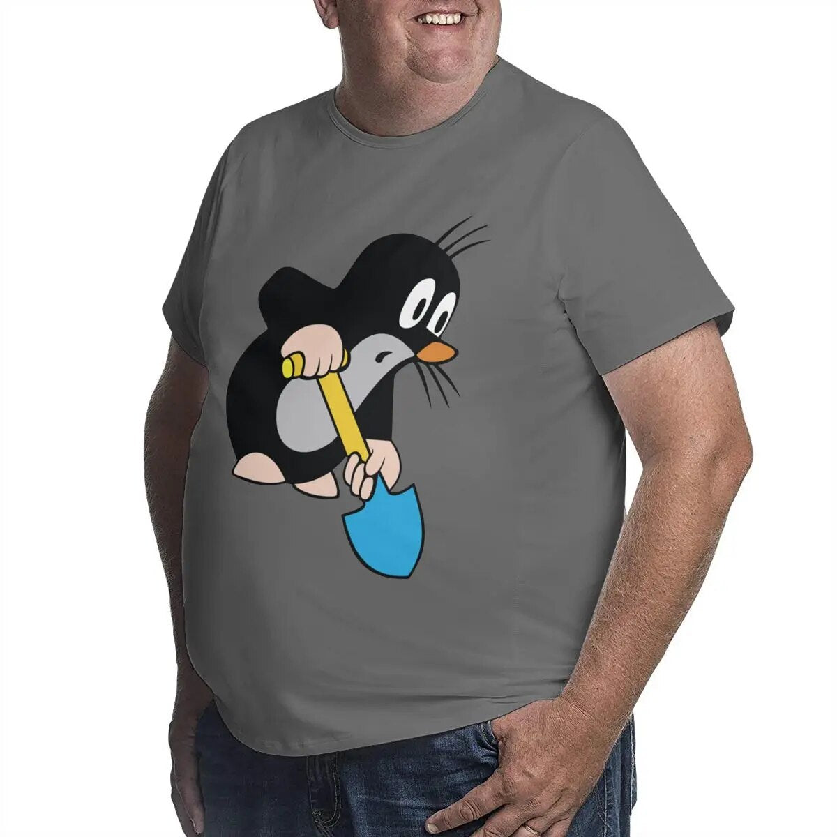 Mole Digging T-Shirt for Men Krtek Little Maulwurf Big Tall Tee Shirt T Shirts Plus Size Big Size Large 4XL 5XL 6XL Clothes