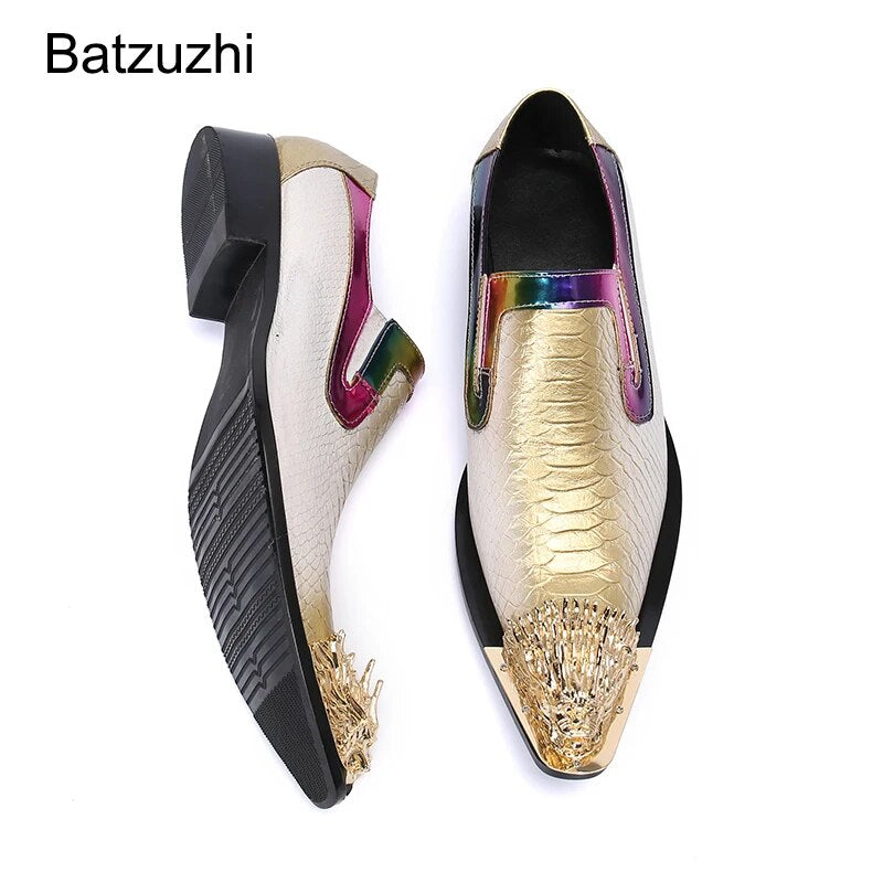 Batzuzhi Japanese Type Fashion Men's Shoes New Design Pointed Iron Toe Genuine Leather Dress Shoes Men Party and Wedding Zapatos