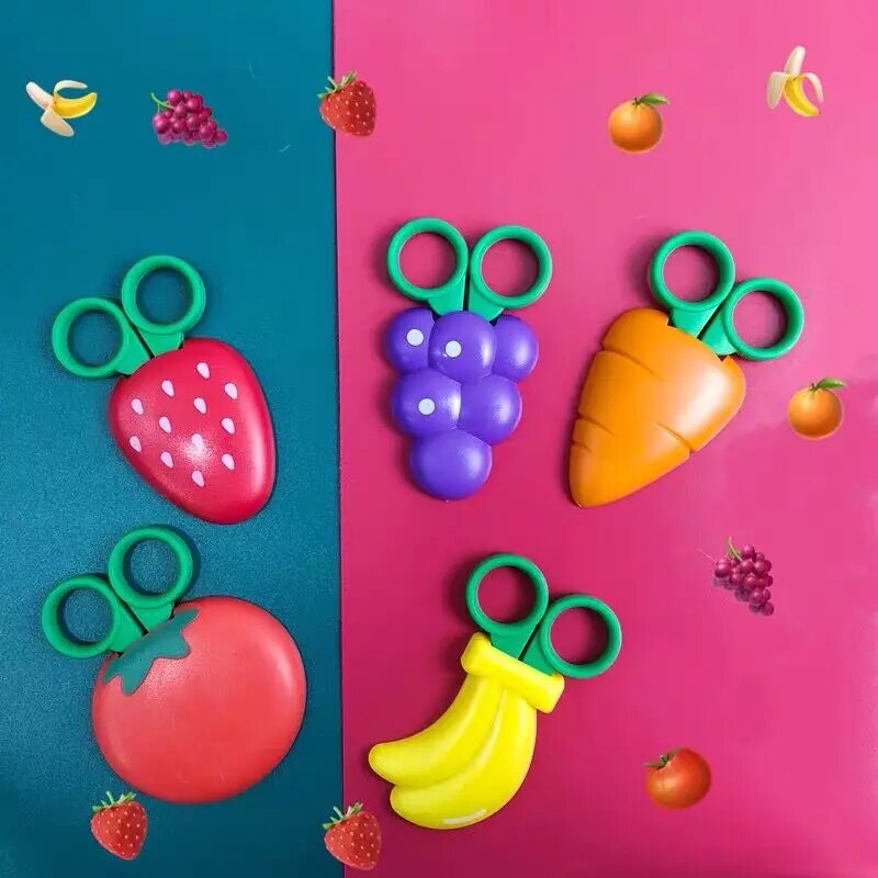 Sharkbang Kawaii Magnetic Carrot Fruit Art Handmade Scissors Kids DIY Paper Pattern Cutting Scissors School Children Stationery