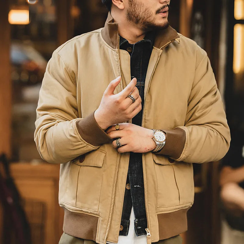 Maden Winter B15 Jackets Men American Retro Bomber Air Force Bomber Jacket Coat Fall Padded Fleece Collar Coats Men's Clothing