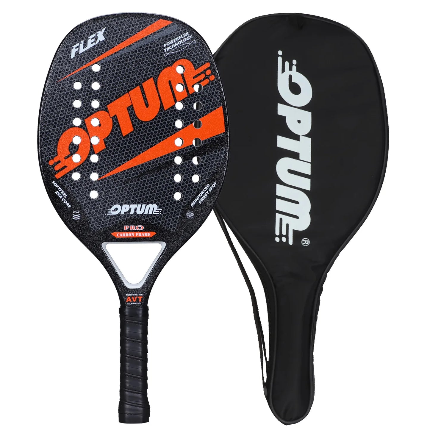 OPTUM FLEX Carbon Fiber Beach Tennis Racket Set,2 Rackets,2 Balls,and 2 Cover Bags