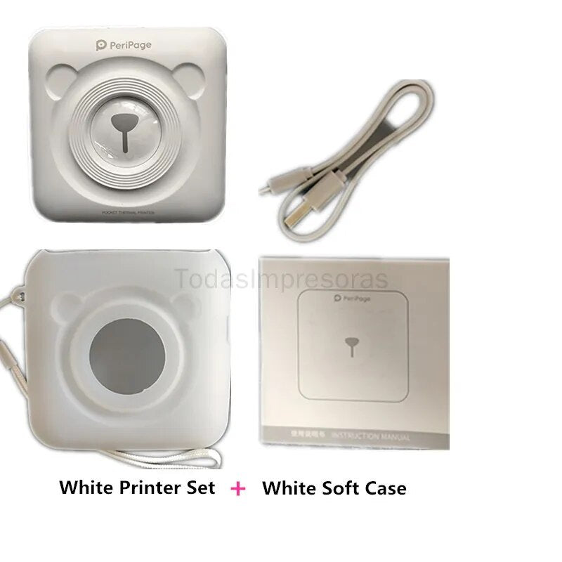 Peripage Label Printer Mini Thermal Photo Printers Wireless Inkless Portable BT 4.0 Pocket iOS Android PC Soft Case Foto Papeles