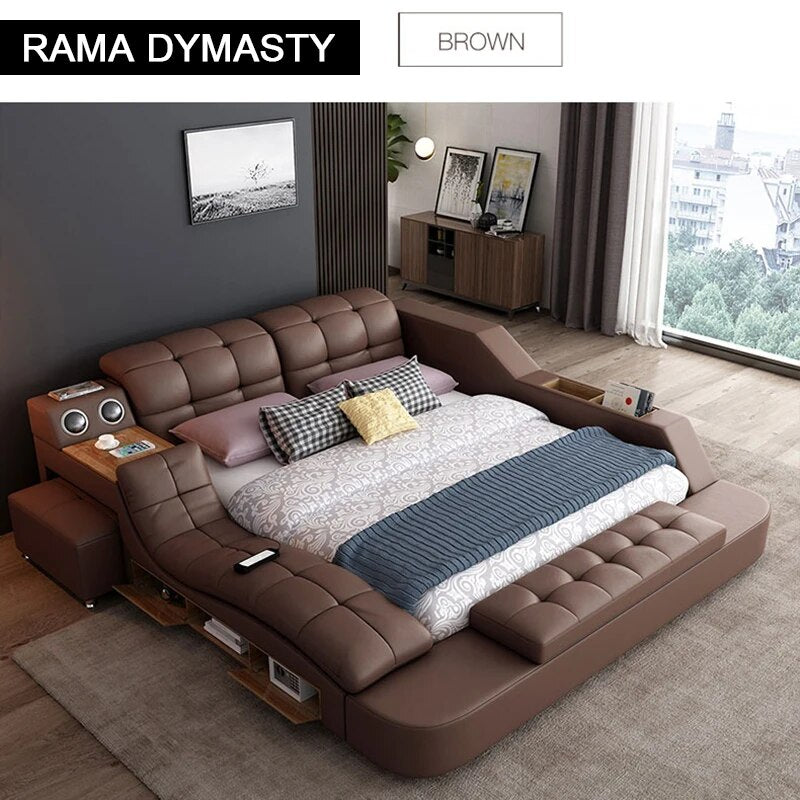 Leather Bed Frame Massage Home Bedroom Furniture Camas Lit Muebles De Dormitorio Yatak Mobilya Quarto Bet