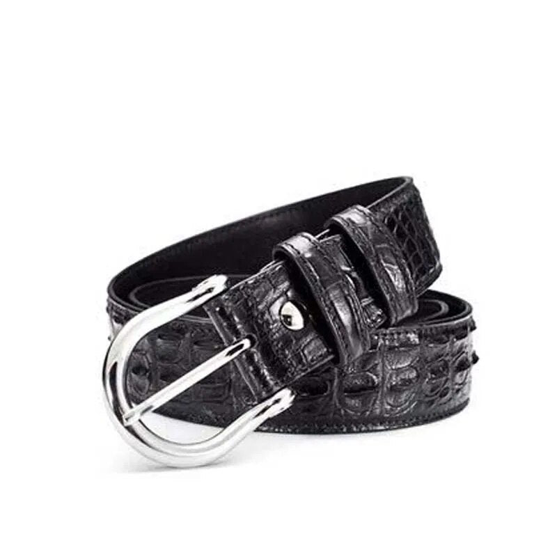 gete import  crocodile men belt  male Stainless steel Pin buckle  crocodile leather men belt  personality  leisure  belt  male