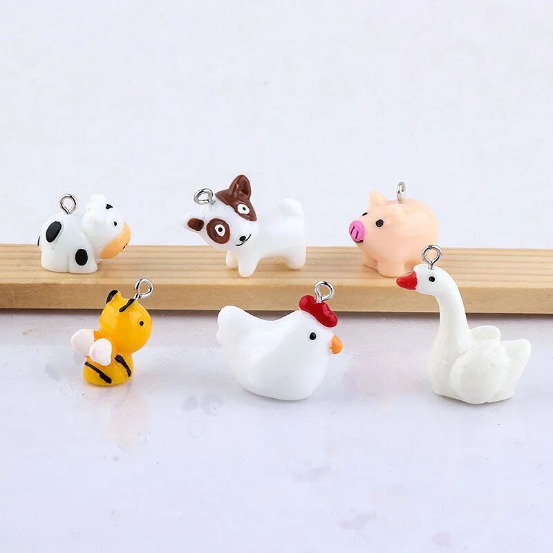 Animal Family Bee Dog Cow Chicken Pig  Resin Charms Pendant Earring DIY Fashion Jewelry Accessories SO CUTE
