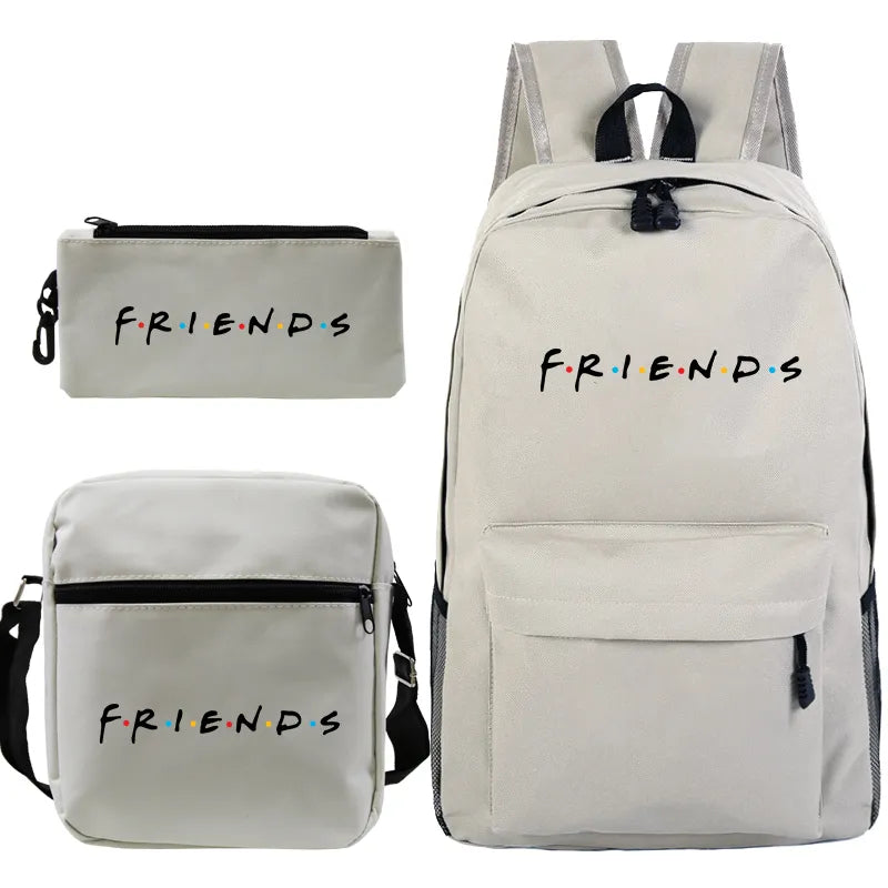 3 Pcs Set Friends Backpack Prints Knapsack for Teenagers Girls Boys Travel Bagpack Children School Bags