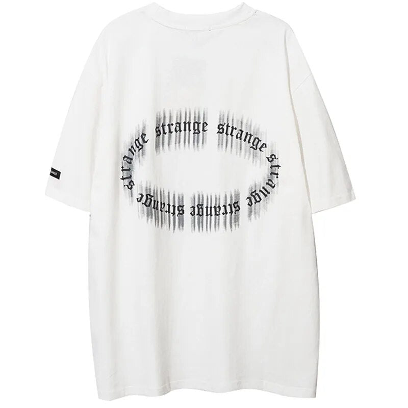 Aolamegs Men's Tee Shirts High Street Cool Boy Printed Oversized T Shirt Men Summer Casual All-match Vintage Advanced Streetwear