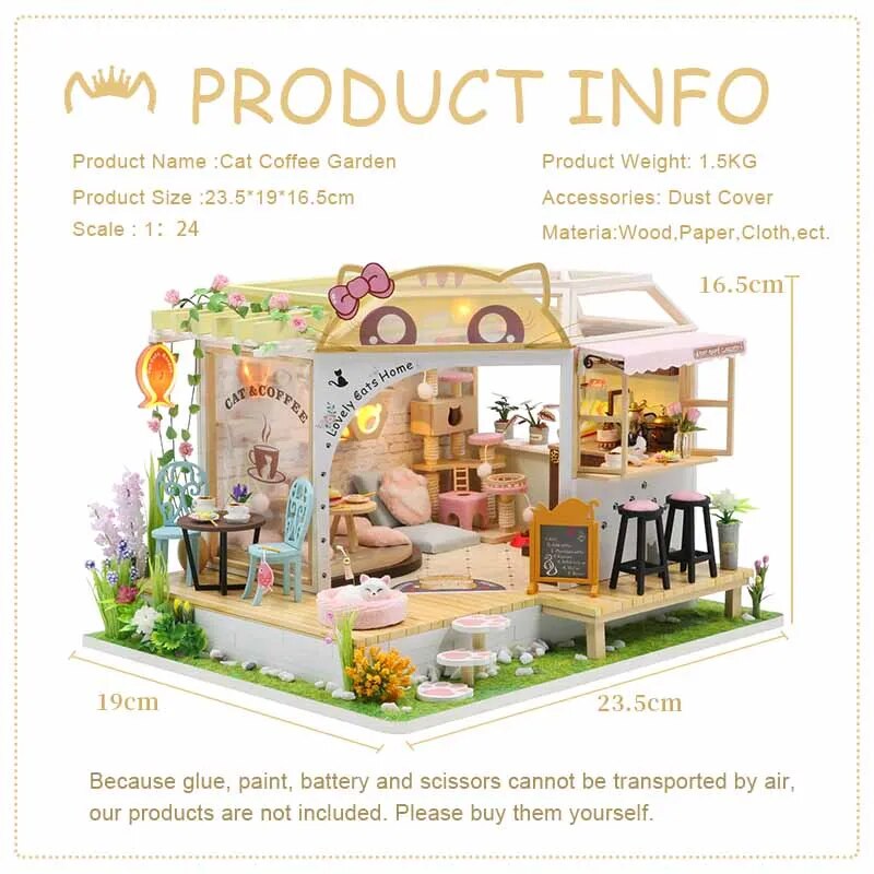 CUTEBEE DIY Dollhouse Kit Wooden Doll Houses Miniature Furniture Kit Casa With Dust Cover Led Toys for Children Birthday Gift