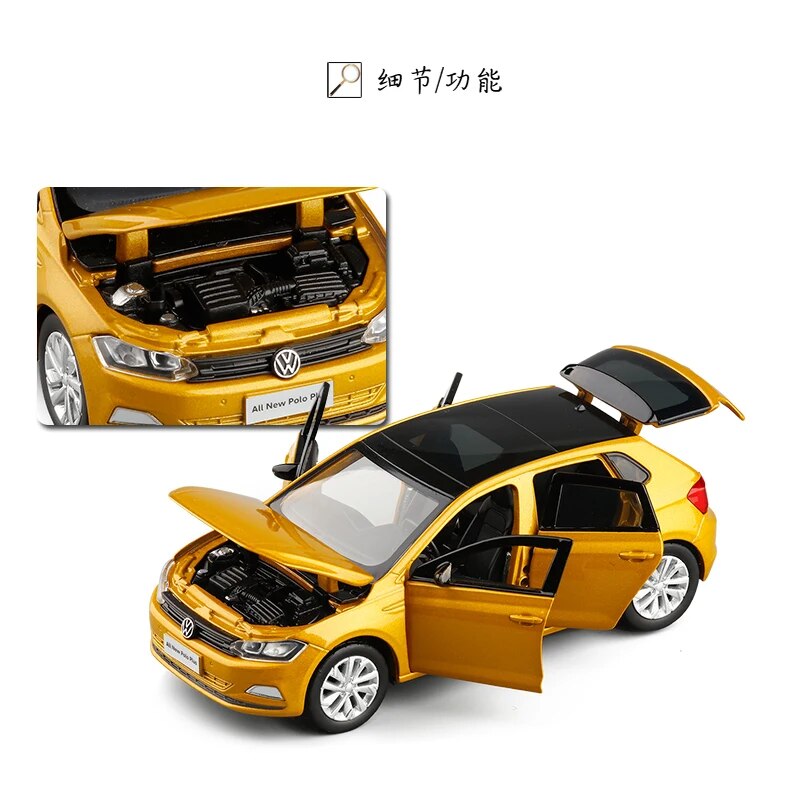 Toy Car 1:32 New POLO Plus Metal Alloy Diecast Car Model Miniature Model With Sound Light Model Boys Gift Toys For Children's