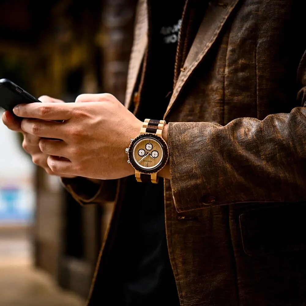 BOBO BIRD Wooden Watch Men Relogio Masculino Luxury Stylish Timepieces Chronograph Military Quartz Watches Great Gift for Men