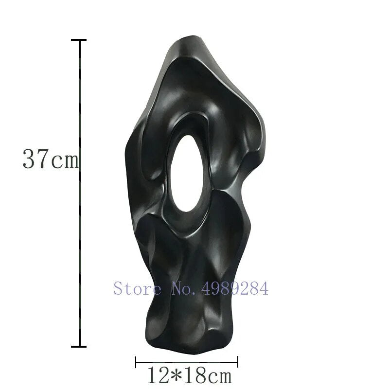 Ceramic Vase Black and White Abstract Hollow Out Hole Handicraft Furnishings Flower Arrangement Accessories Home Decoration