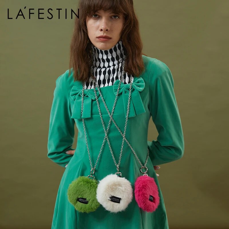 LA FESTIN 2021 New Ins Niche Fashion Key Case Original Plush Wallet All-match Chain Simple Small Card Cag Crossbody Female Brand