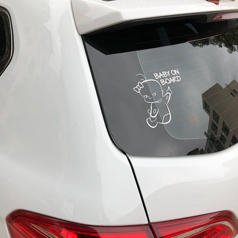 YJZT 16*14.1CM BABY ON BOARD Funny Vinyl Car Sticker Warning Sign Decal C4-0872