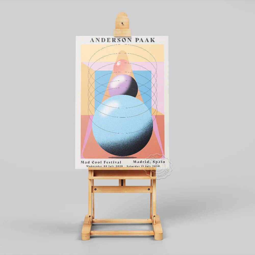 Mad Cool Festival Rock Music Wall Art, Anderson Paak stereoscopic Geometry Prints Poster, Anderson Paak Fans Collection Picture