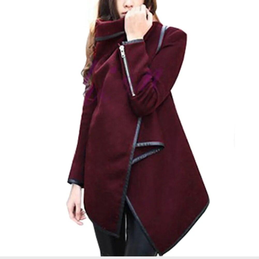 New Woman Fashion Autumn Winter Woolen Overcoat Women Long Sleeve Jackets Woolen Coat Outwear - KAISERINC
